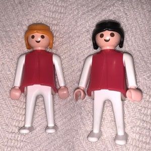 Playmobil Vintage Geobra 1974 Girl Lady Figures People Lot of 2 Pink Top